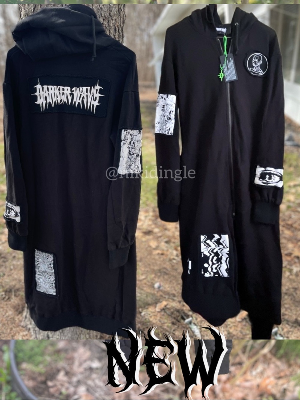 NEW Darker Wavs Dolls Kill Frequency Goth Hoodie Duster Jacket Cloak Punk Emo M